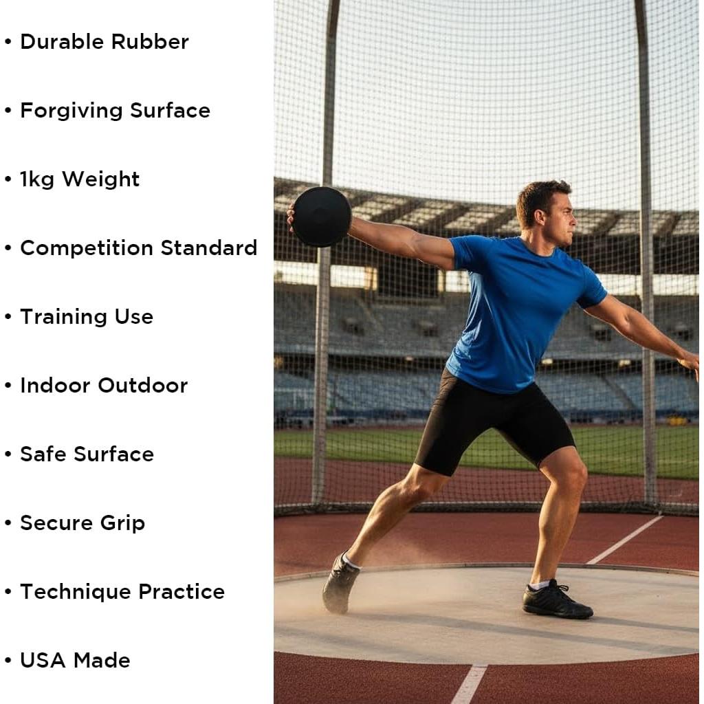 Disco de goma negro PORT A PIT 1 kg para deportes al aire libre