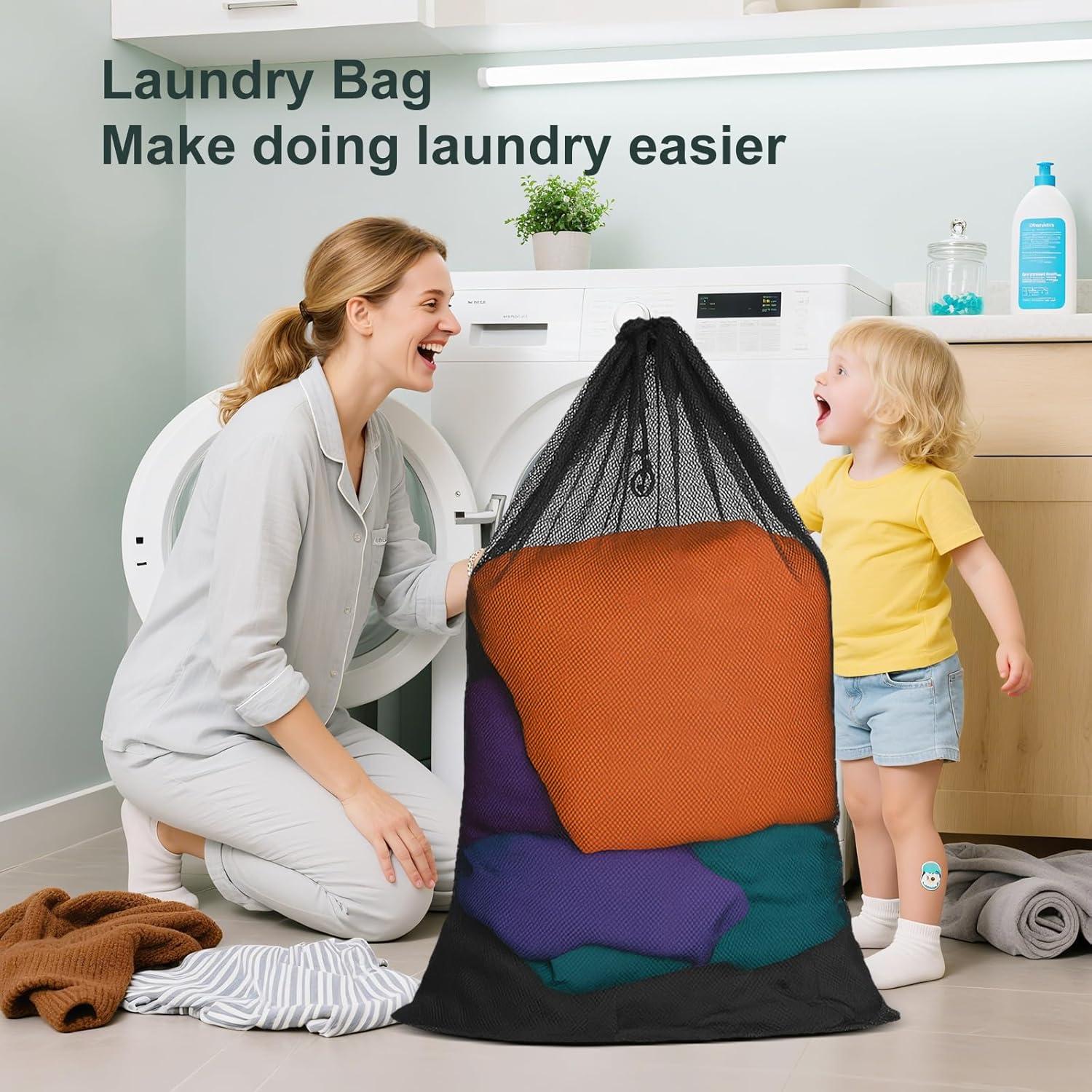 Bolsa de lavandería de malla grande NEWJMM 58x86cm 2 piezas