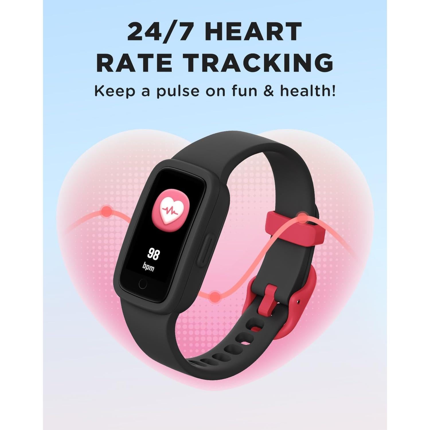 Reloj Fitness Infantil BIGGERFIVE KR05 Negro, Pantalla AMOLED