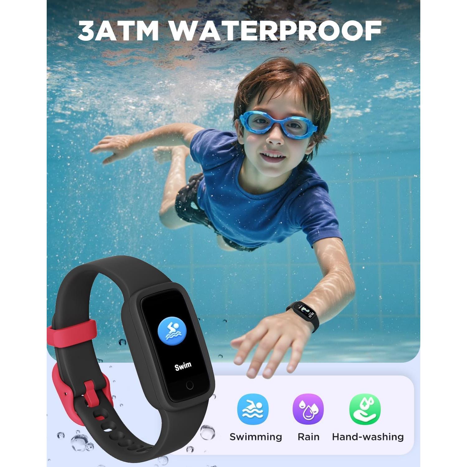 Reloj Fitness Infantil BIGGERFIVE KR05 Negro, Pantalla AMOLED