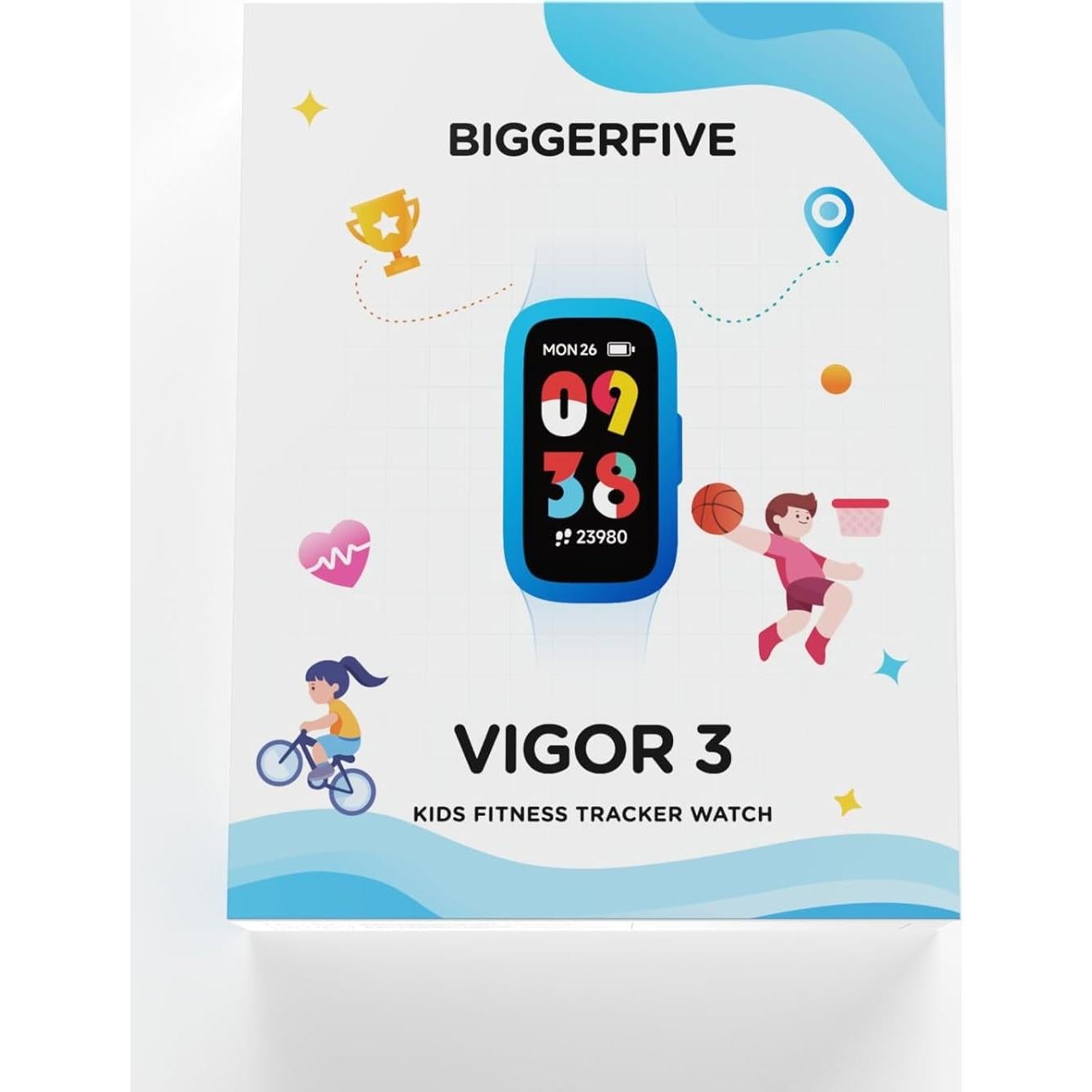 Reloj Fitness Infantil BIGGERFIVE KR05 Negro, Pantalla AMOLED
