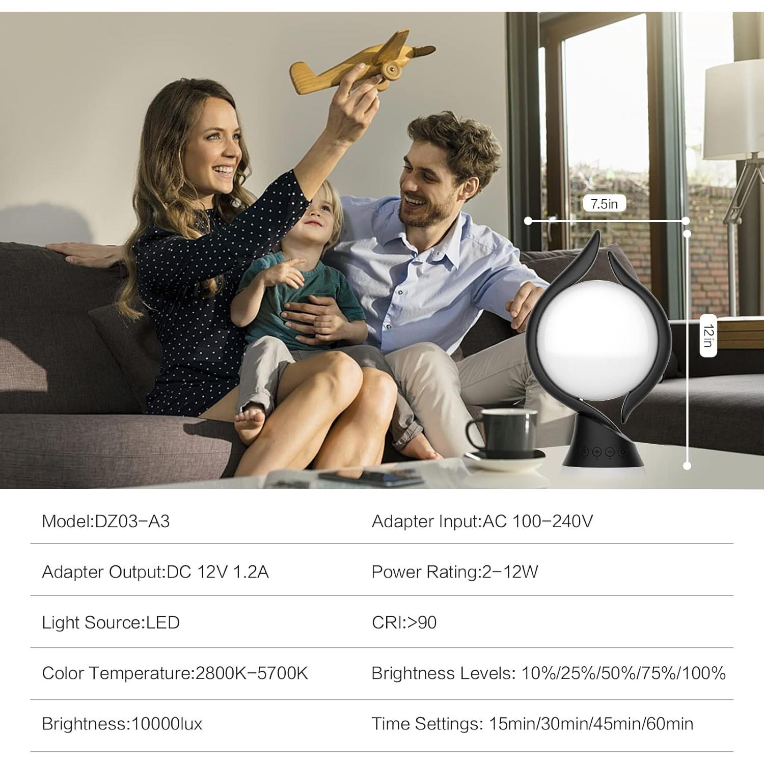 Lámpara de Terapia de Luz Voraiya 10000 Lux LED 3 Colores