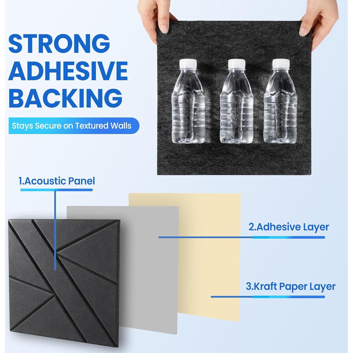 Paquete de 8 Paneles Acústicos Aislantes Autoadhesivos - Negro