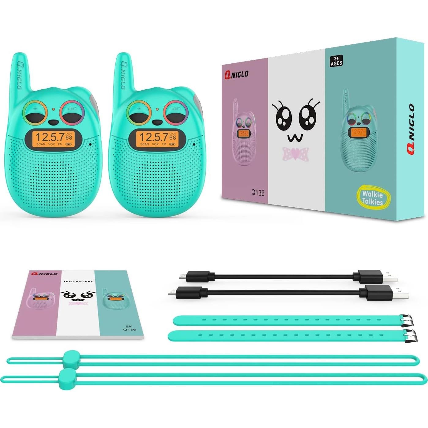 Walkie Talkies Qniglo Recargables 2 Paquete para Niños