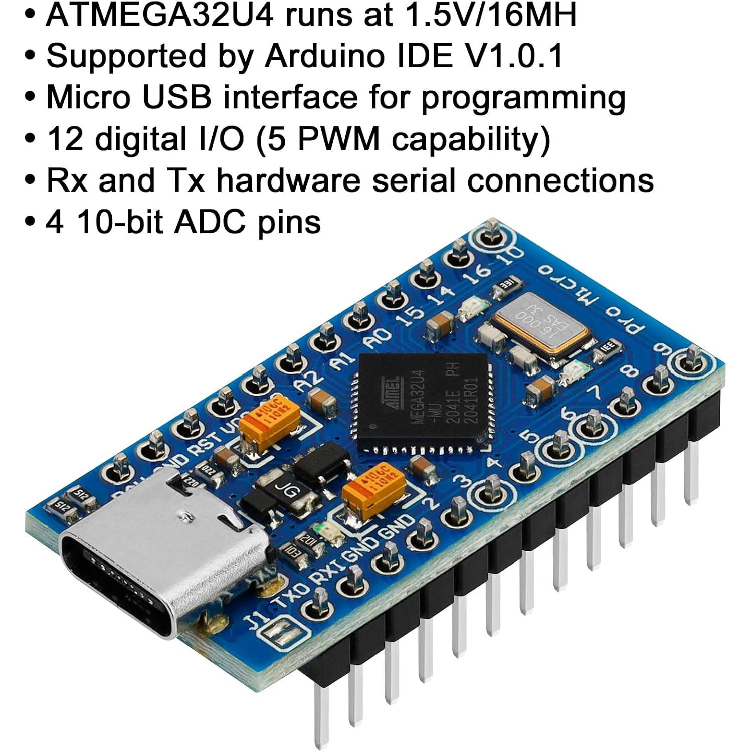 Paquete de 3 Módulos Micro Pro MakerHawk ATmega 32U4 5V 16MHz