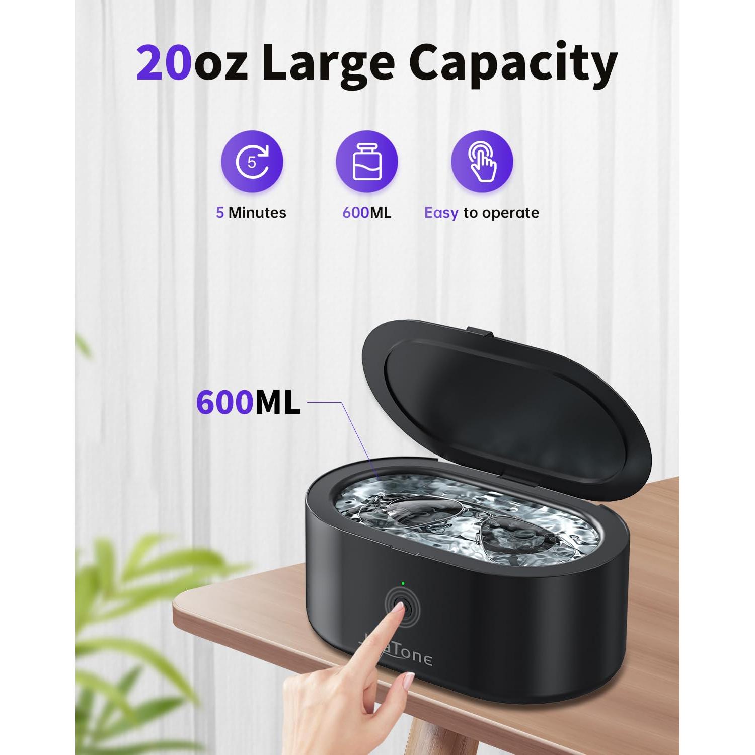 Limpiador Ultrasónico de Joyas Jeatone 600ml Negro Profesional