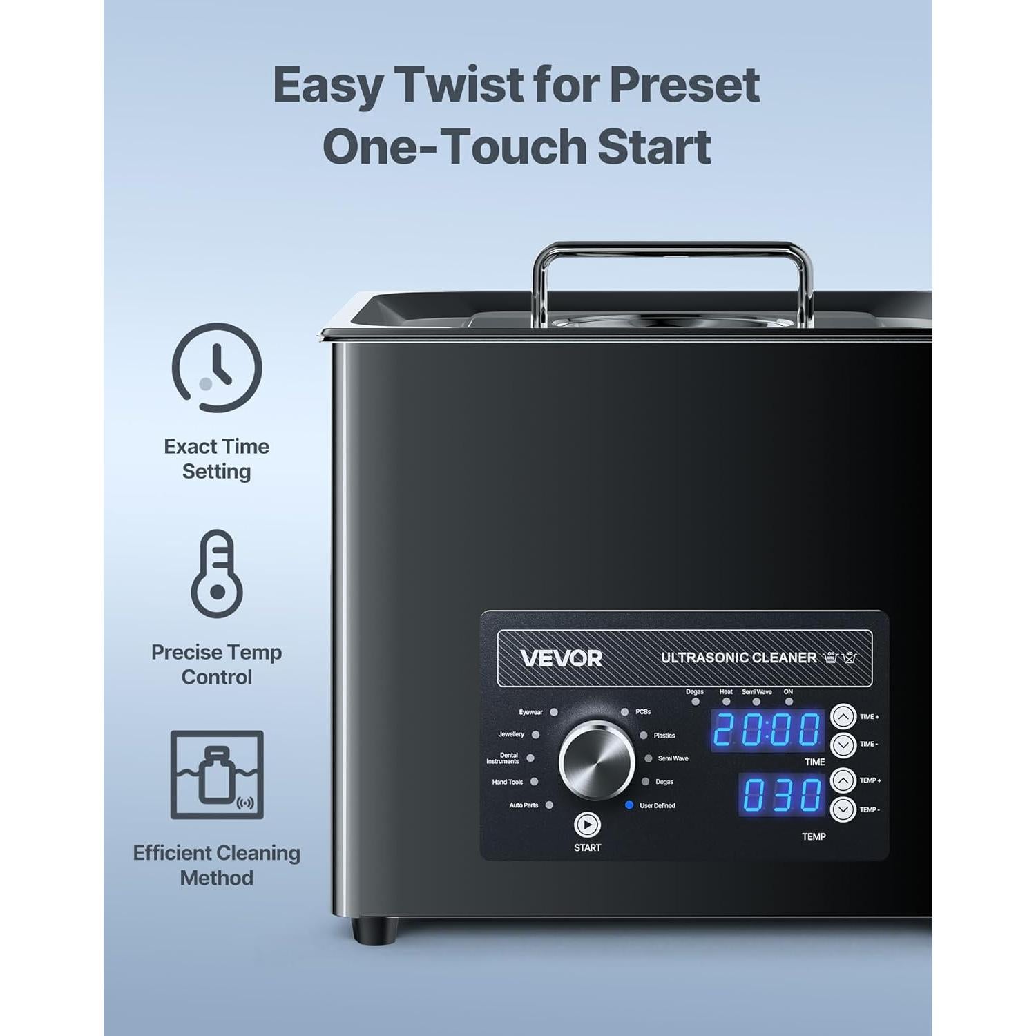 Limpiador Ultrasónico VEVOR 10L Acero Inoxidable Profesional