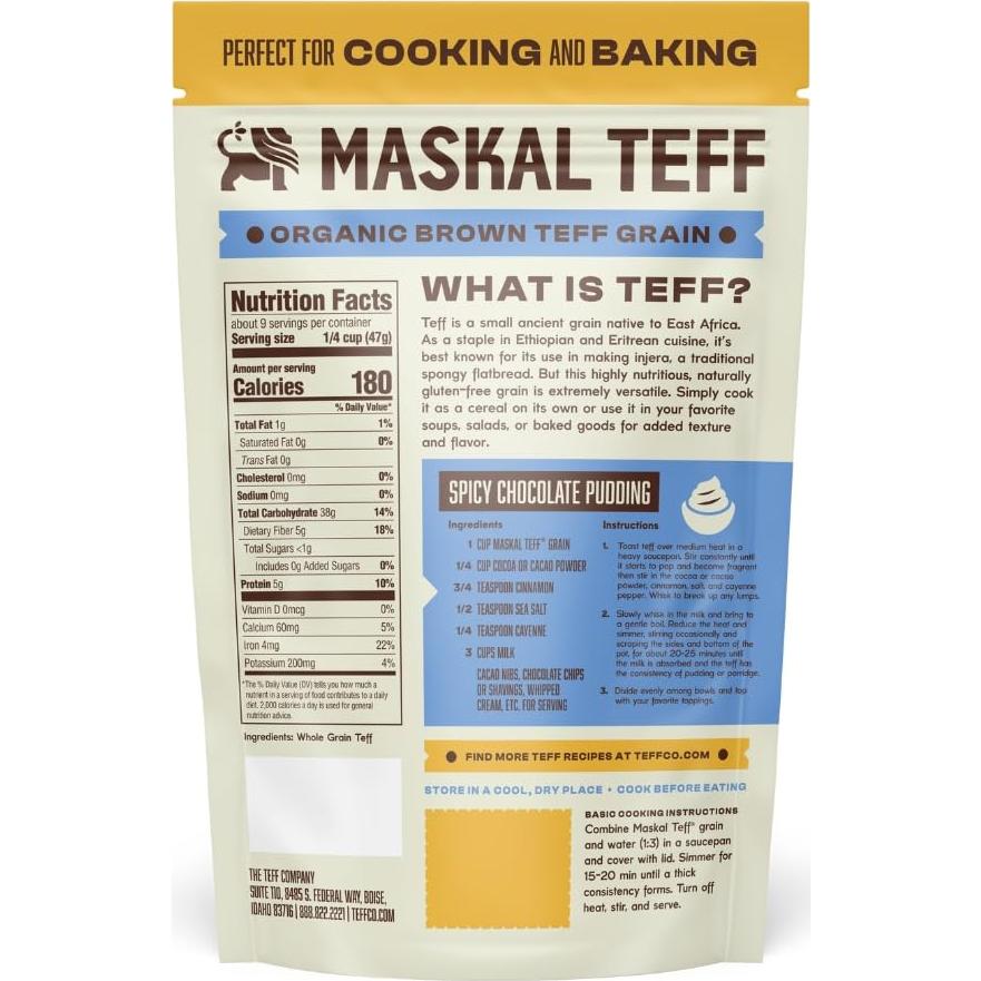 Grano de Teff Marrón Orgánico Maskal 396g - Sin Gluten