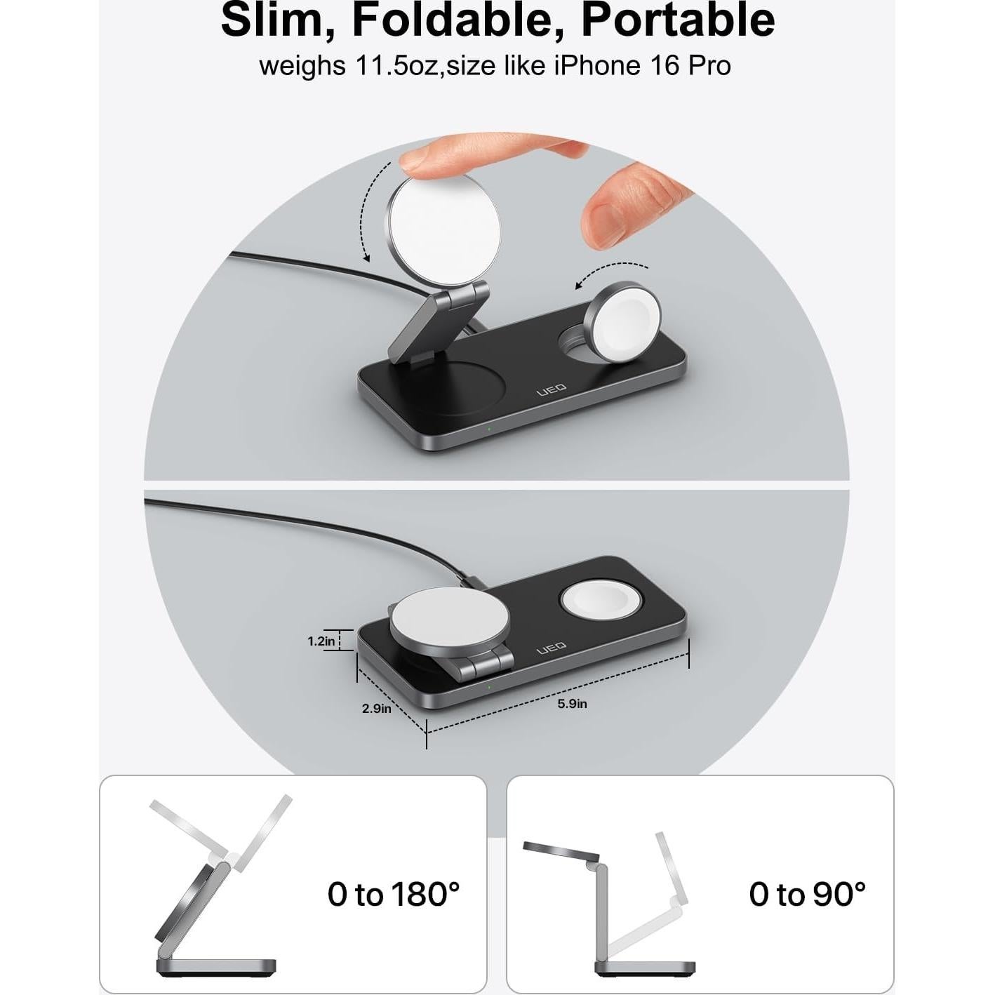 Estación de Carga Inalámbrica 3 en 1 para Apple - Negro