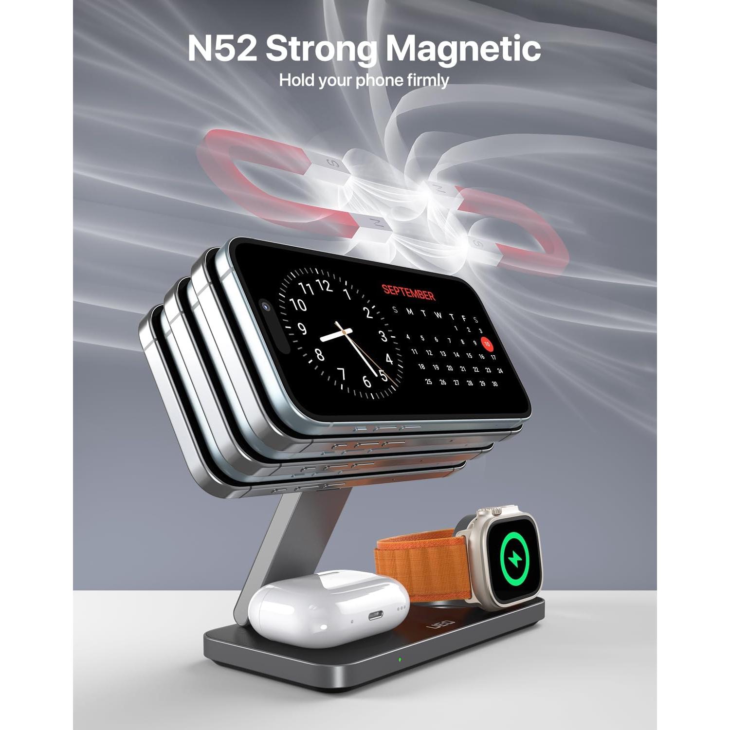 Estación de Carga Inalámbrica 3 en 1 para Apple - Negro