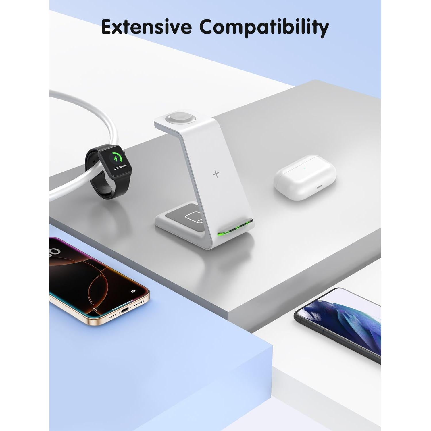 JoyGeek Estación Carga Inalámbrica 3 en 1 para Apple