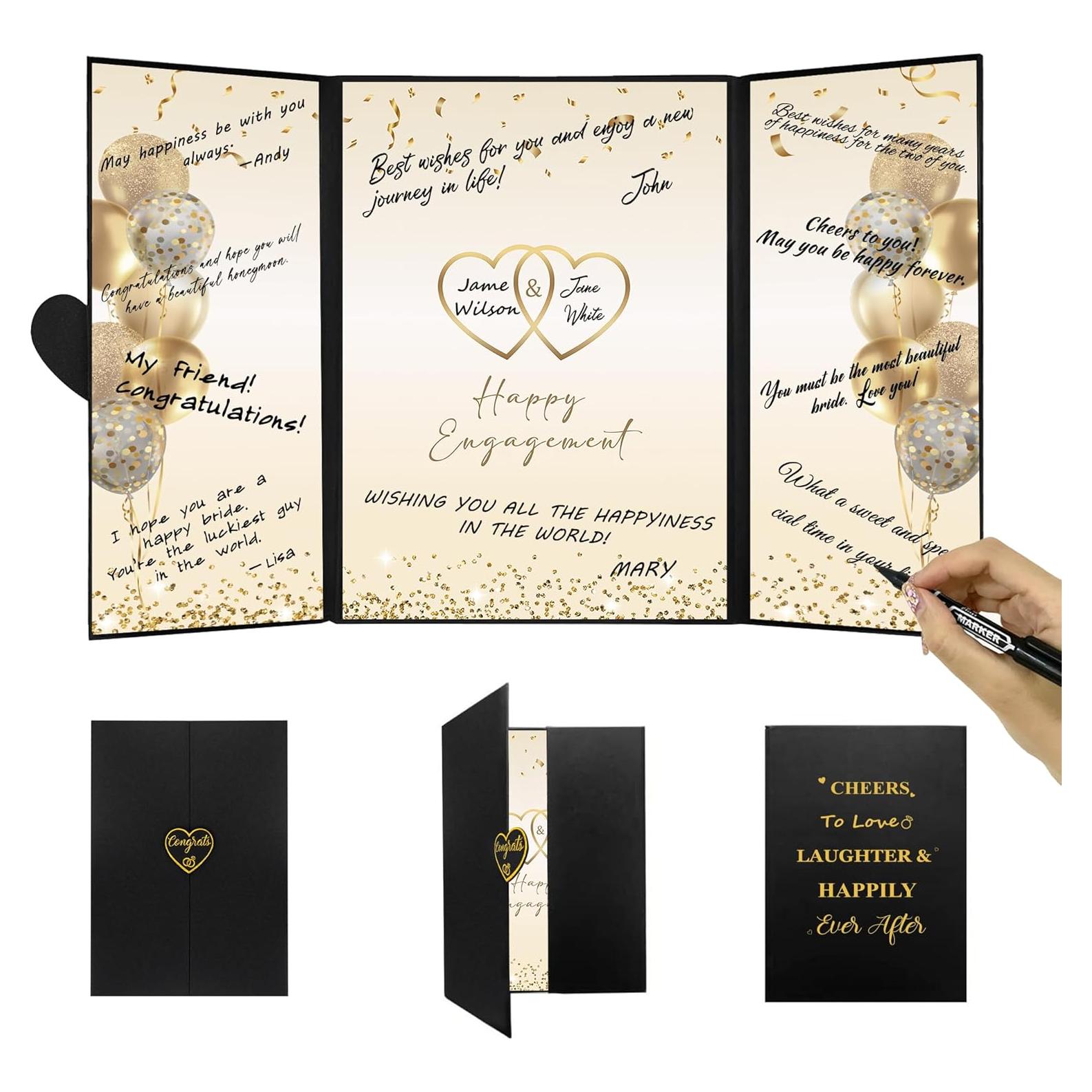 Libro de Firmas de Compromiso DARUNAXY Oro Negro 45.6x30.6cm