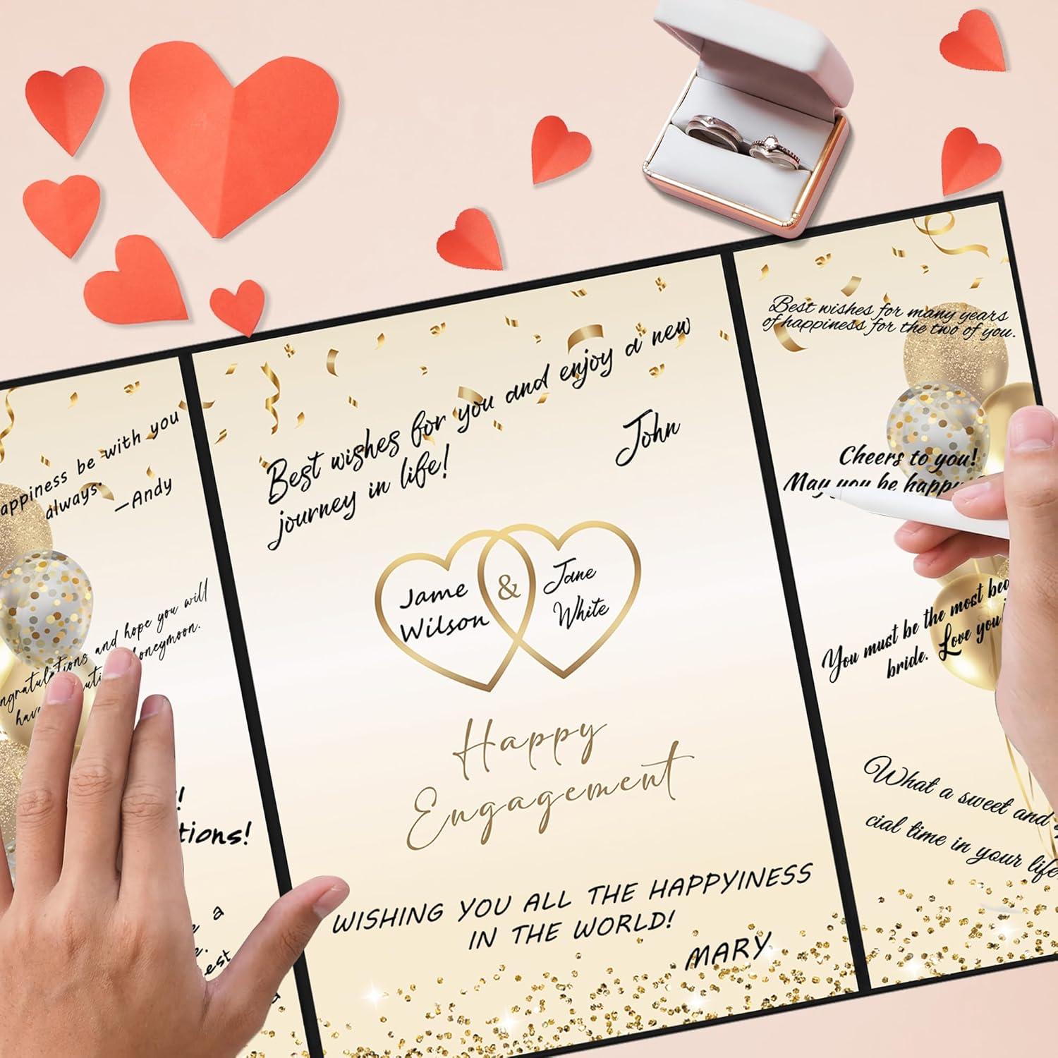 Libro de Firmas de Compromiso DARUNAXY Oro Negro 45.6x30.6cm