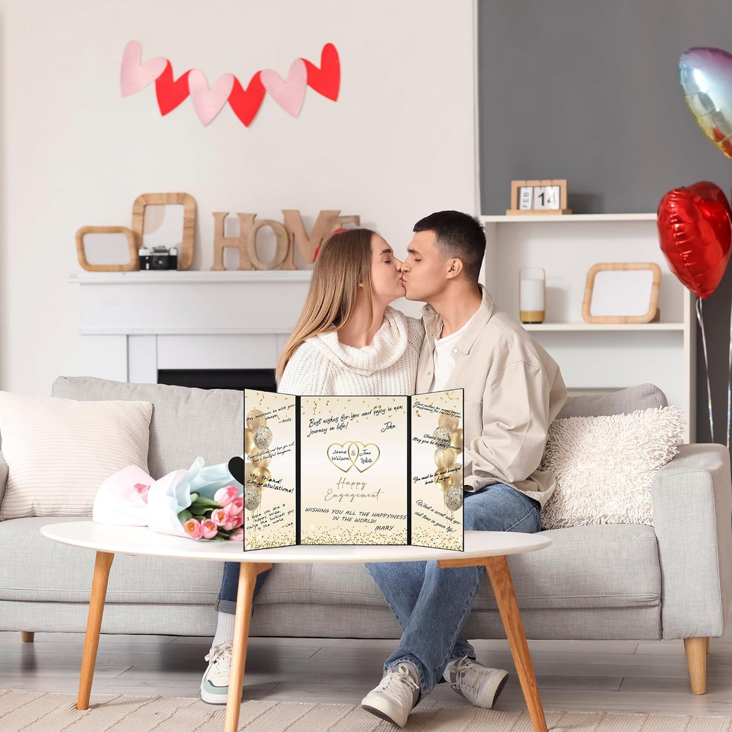 Libro de Firmas de Compromiso DARUNAXY Oro Negro 45.6x30.6cm