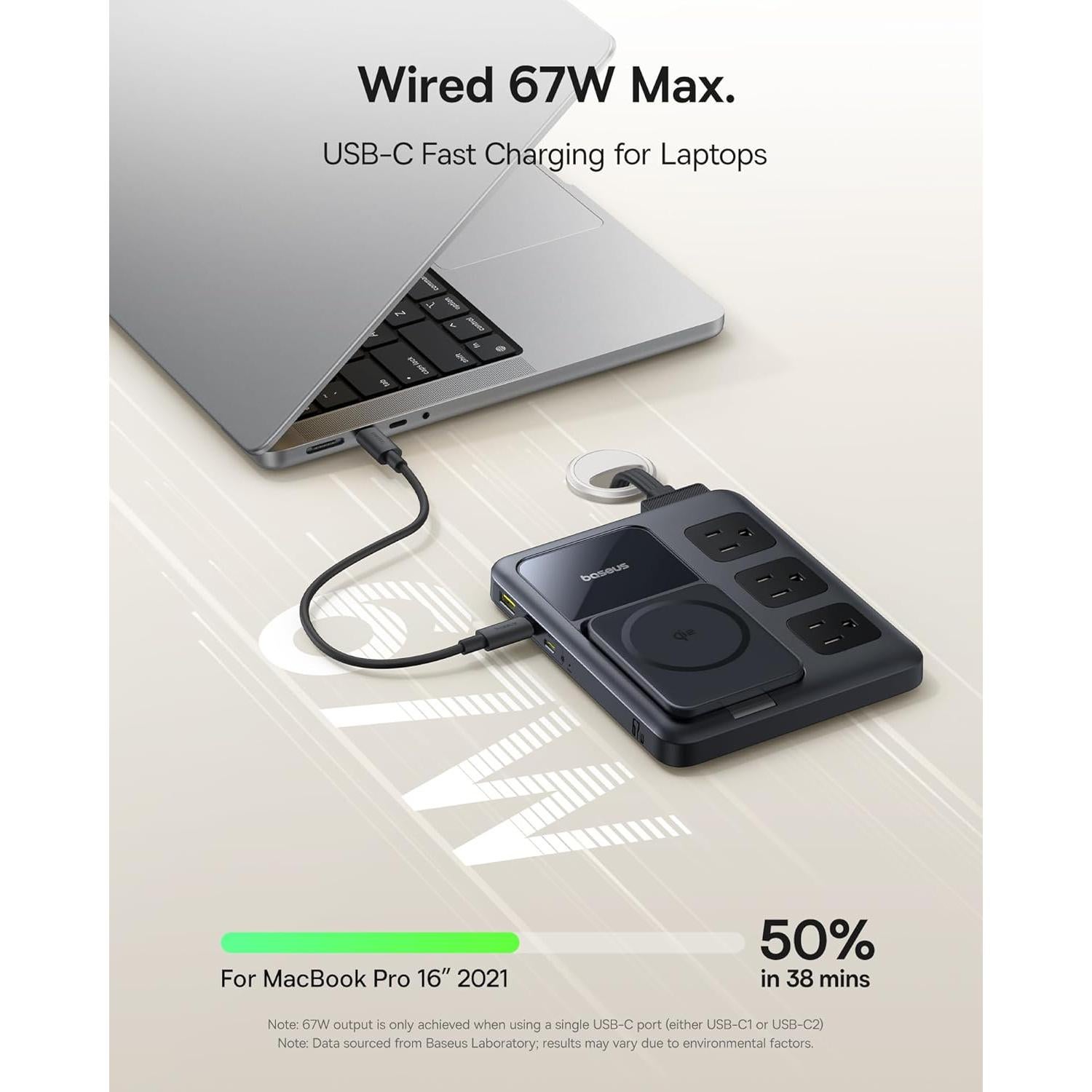 Baseus Nomos Estación Carga 8-en-1 67W Qi2 para iPhone 16/15