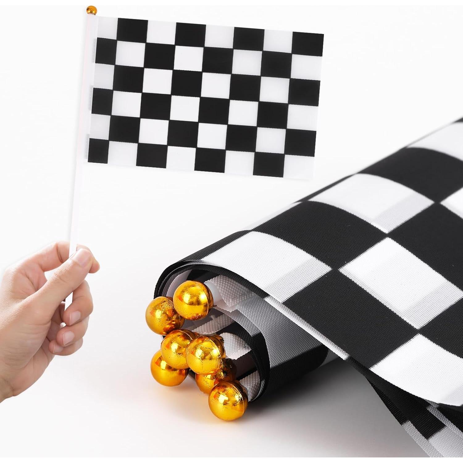 Mini Conos de Tráfico Naranjas ZICRO con Banderas a Cuadros 18PCS