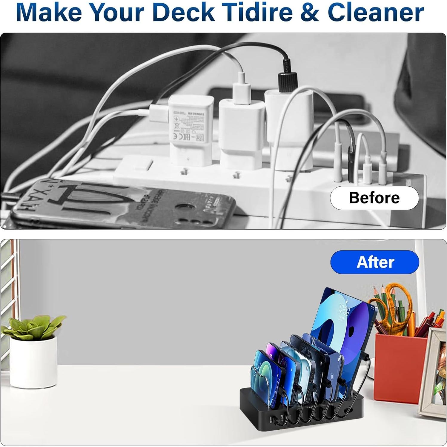 Estación de Carga Rápida 20W 6 Puertos Negro - JiahuiYoupin