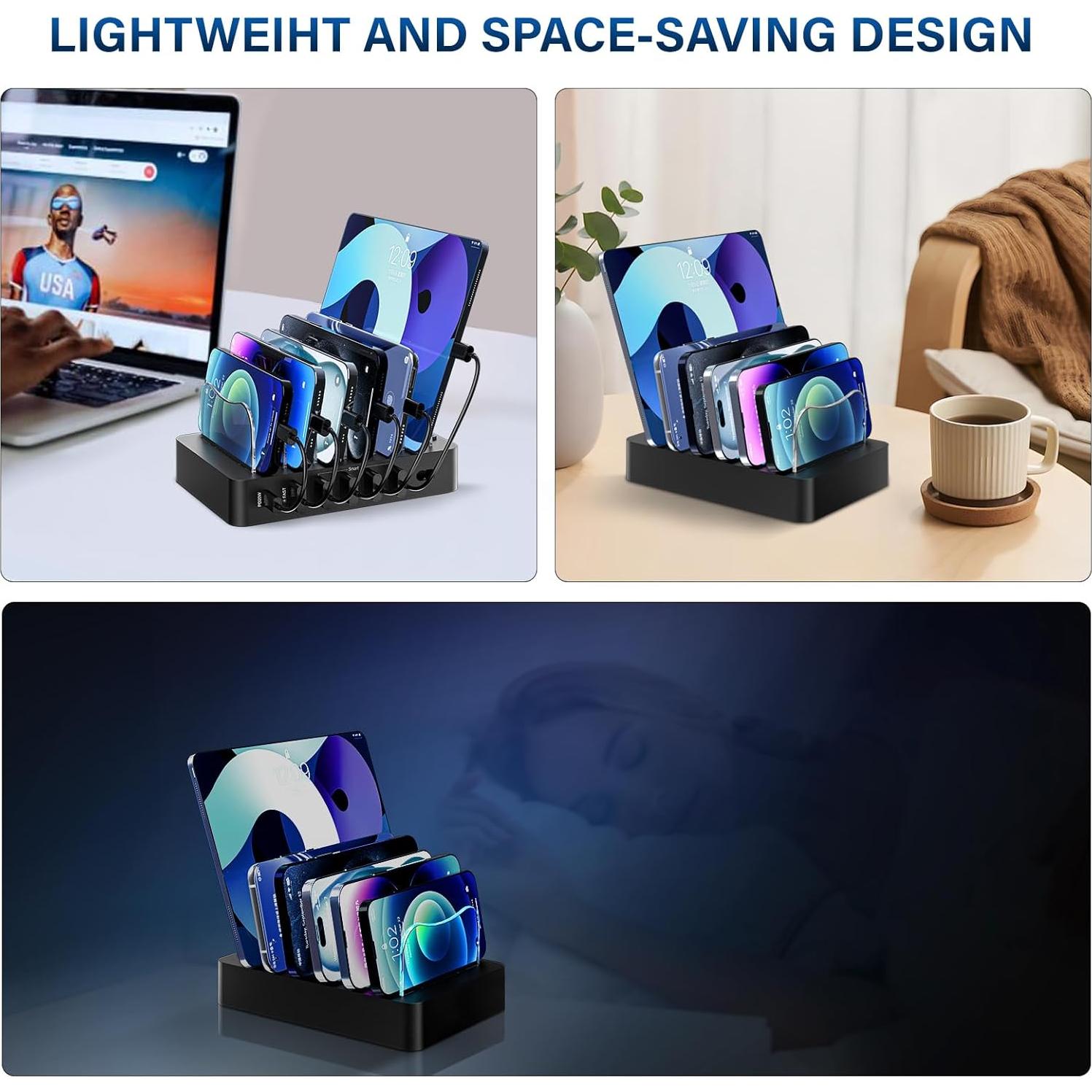 Estación de Carga Rápida 20W 6 Puertos Negro - JiahuiYoupin