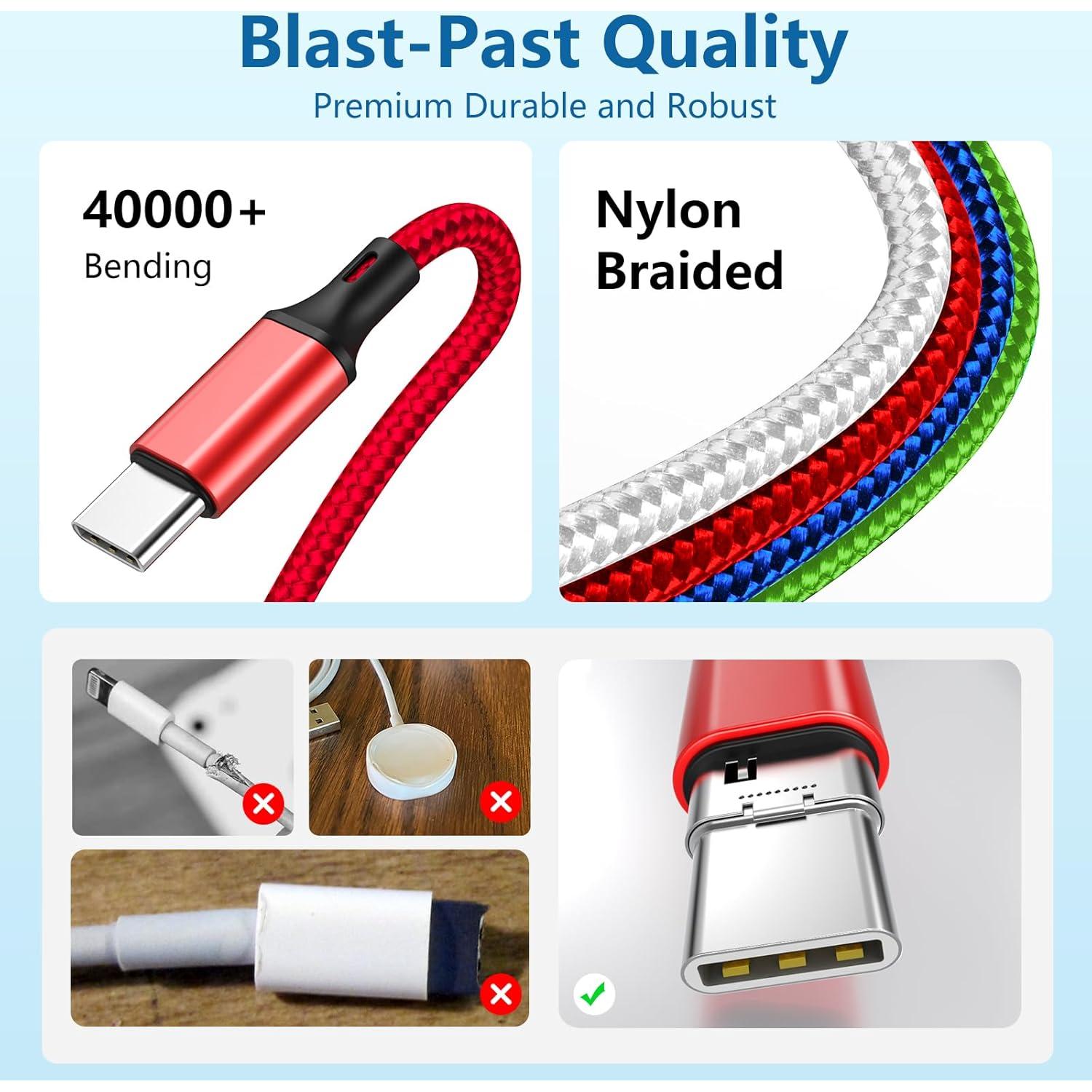 Cable de Carga Múltiple Amasuki 2Pack USB-C iWatch 4 en 1