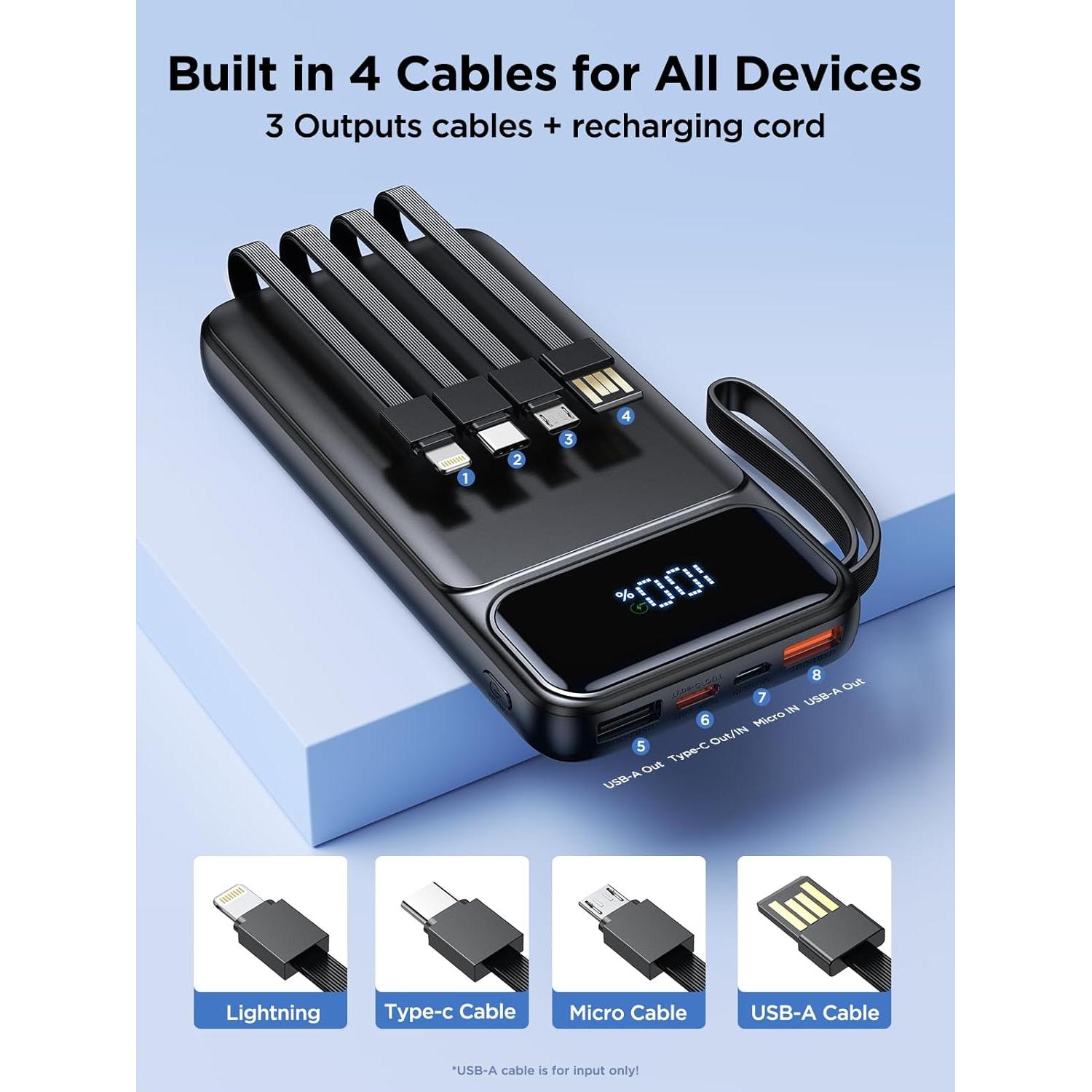 Banco de Energía Aioneus 10000mAh Carga Rápida 22.5W 6 Salidas