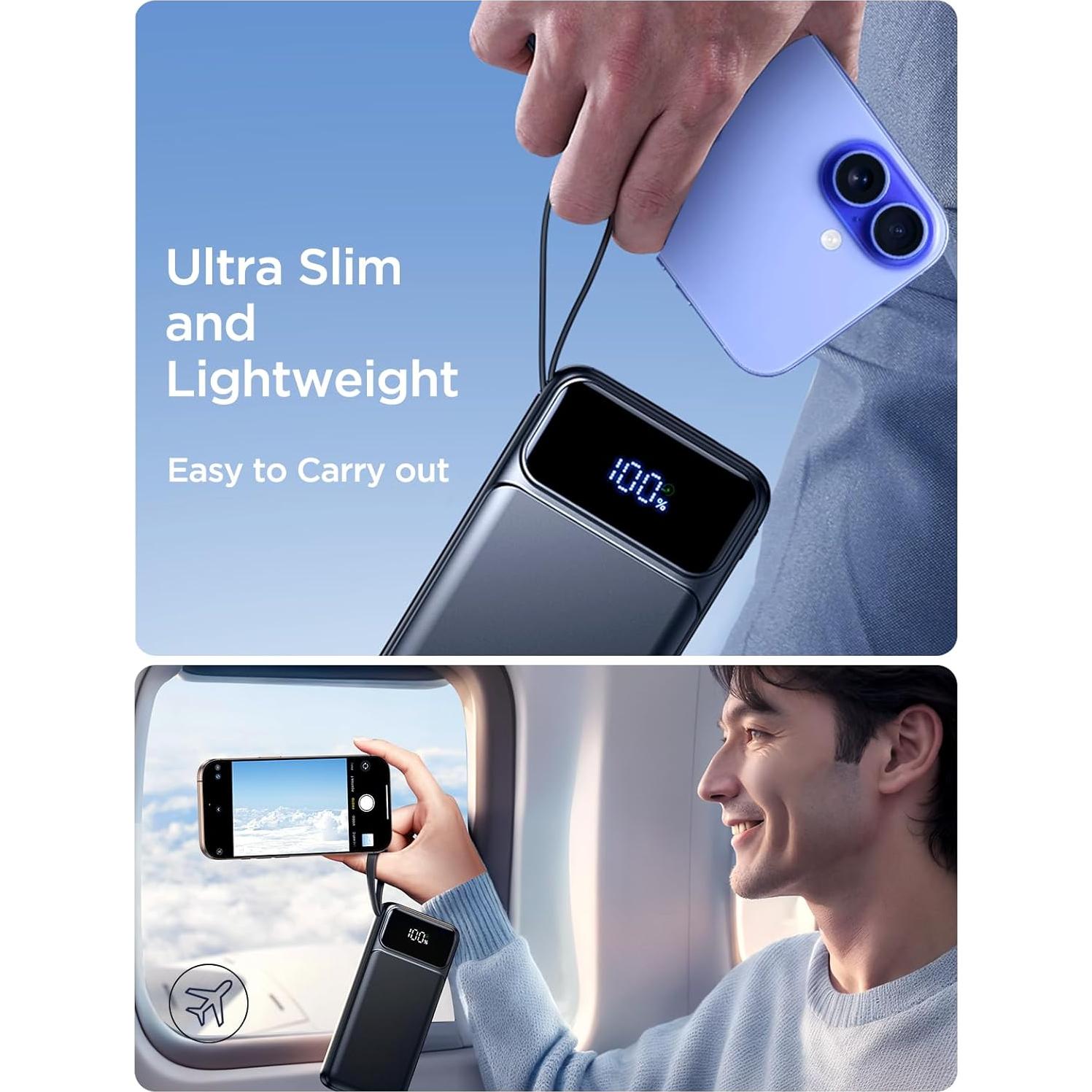 Banco de Energía Aioneus 10000mAh Carga Rápida 22.5W 6 Salidas