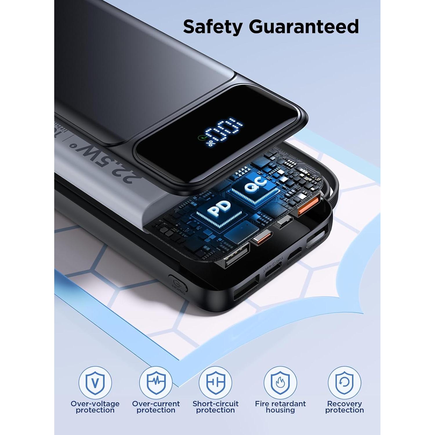 Banco de Energía Aioneus 10000mAh Carga Rápida 22.5W 6 Salidas