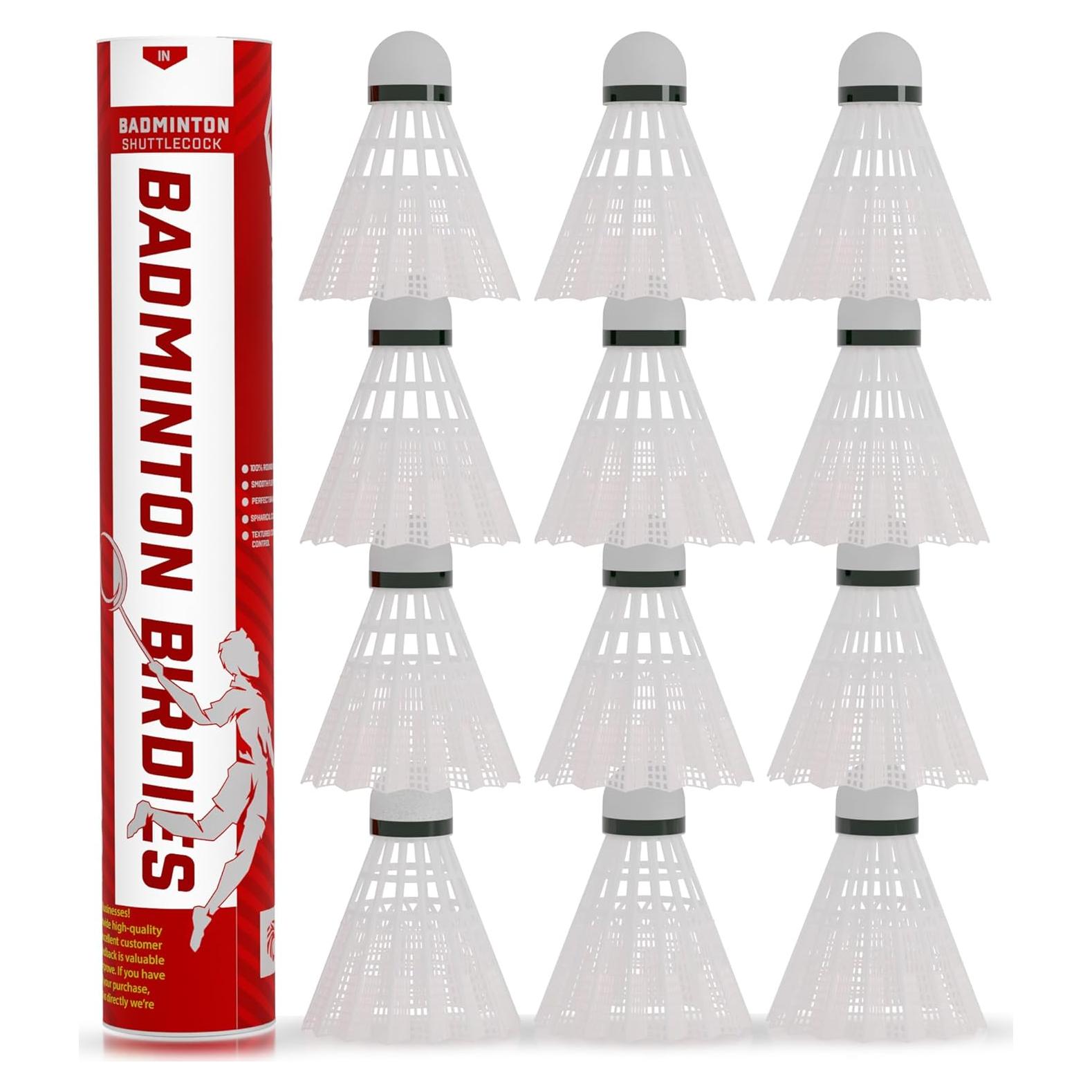 Volantes de Bádminton EAGLES - 12 Plásticos Blancos para Entrenamiento