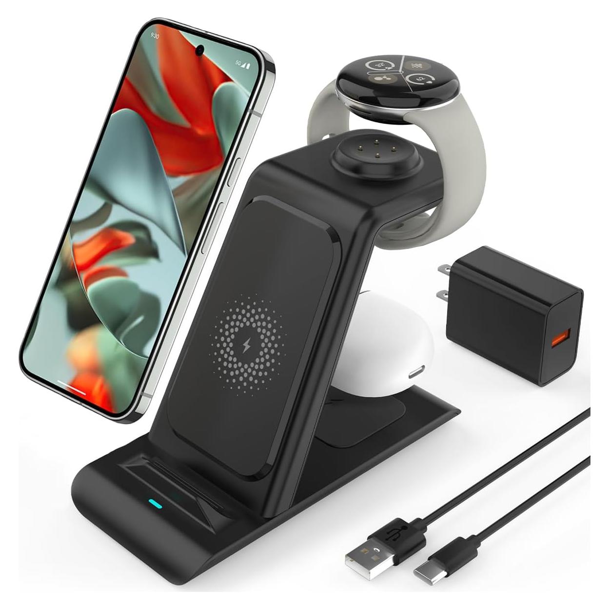 Cargador Inalámbrico 3 en 1 KARTICE para Pixel Watch 2