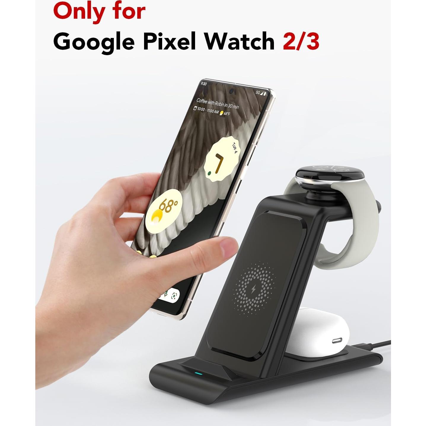 Cargador Inalámbrico 3 en 1 KARTICE para Pixel Watch 2