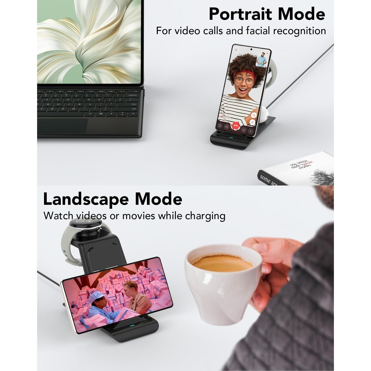 Cargador Inalámbrico 3 en 1 KARTICE para Pixel Watch 2