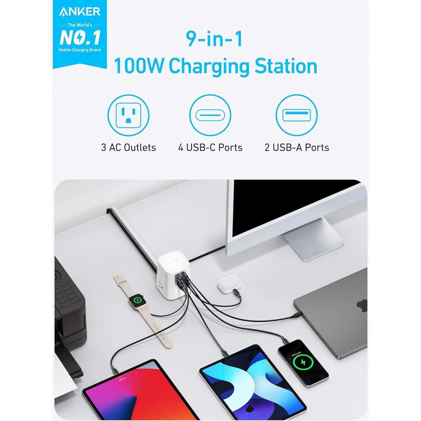 Estación de Carga Anker 100W 9-en-1 USB-C y USB-A