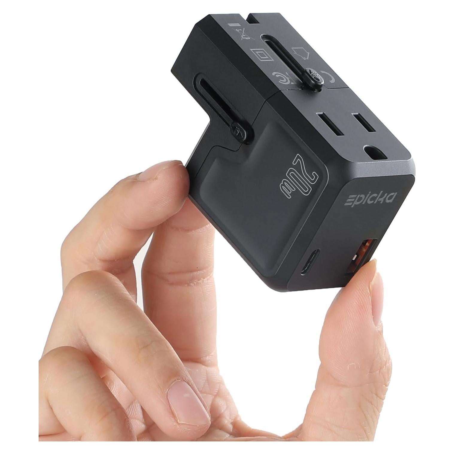 Adaptador de Viaje Universal EPICKA 20W USB-C y USB-A Negro