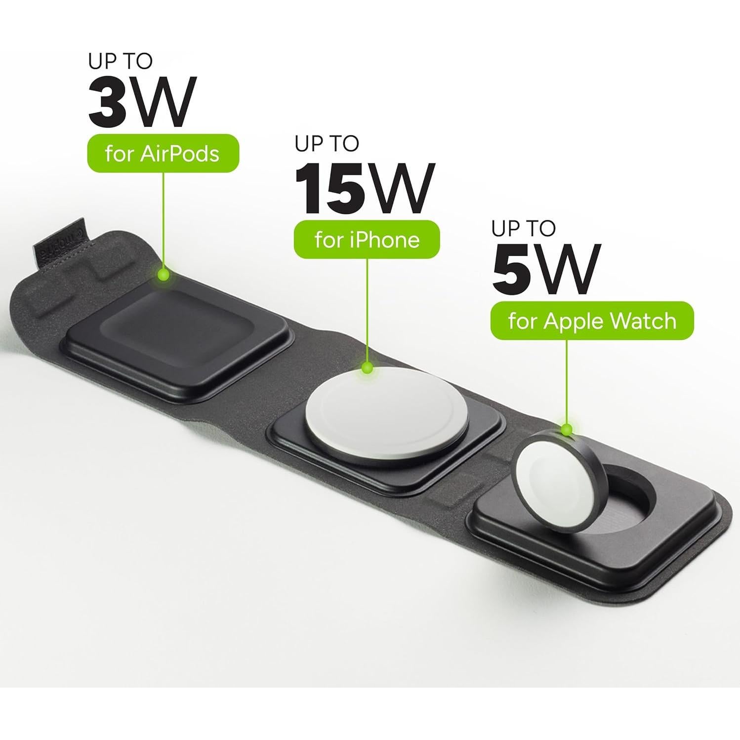 Cargador de viaje 3 en 1 Mophie MagSafe - Carga rápida 15W