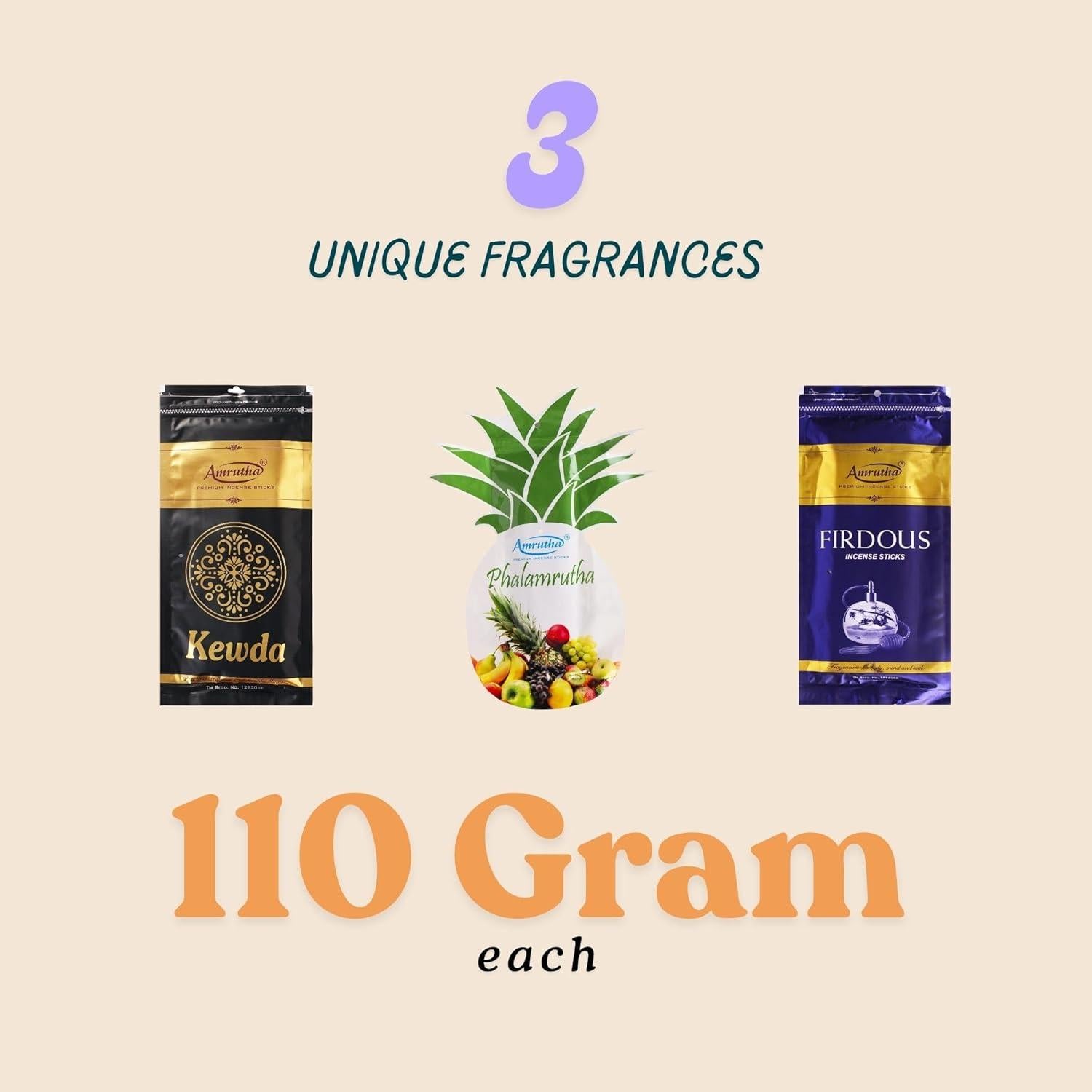 Conjunto de Incienso Premium Hashcart 3 Fragancias Naturales