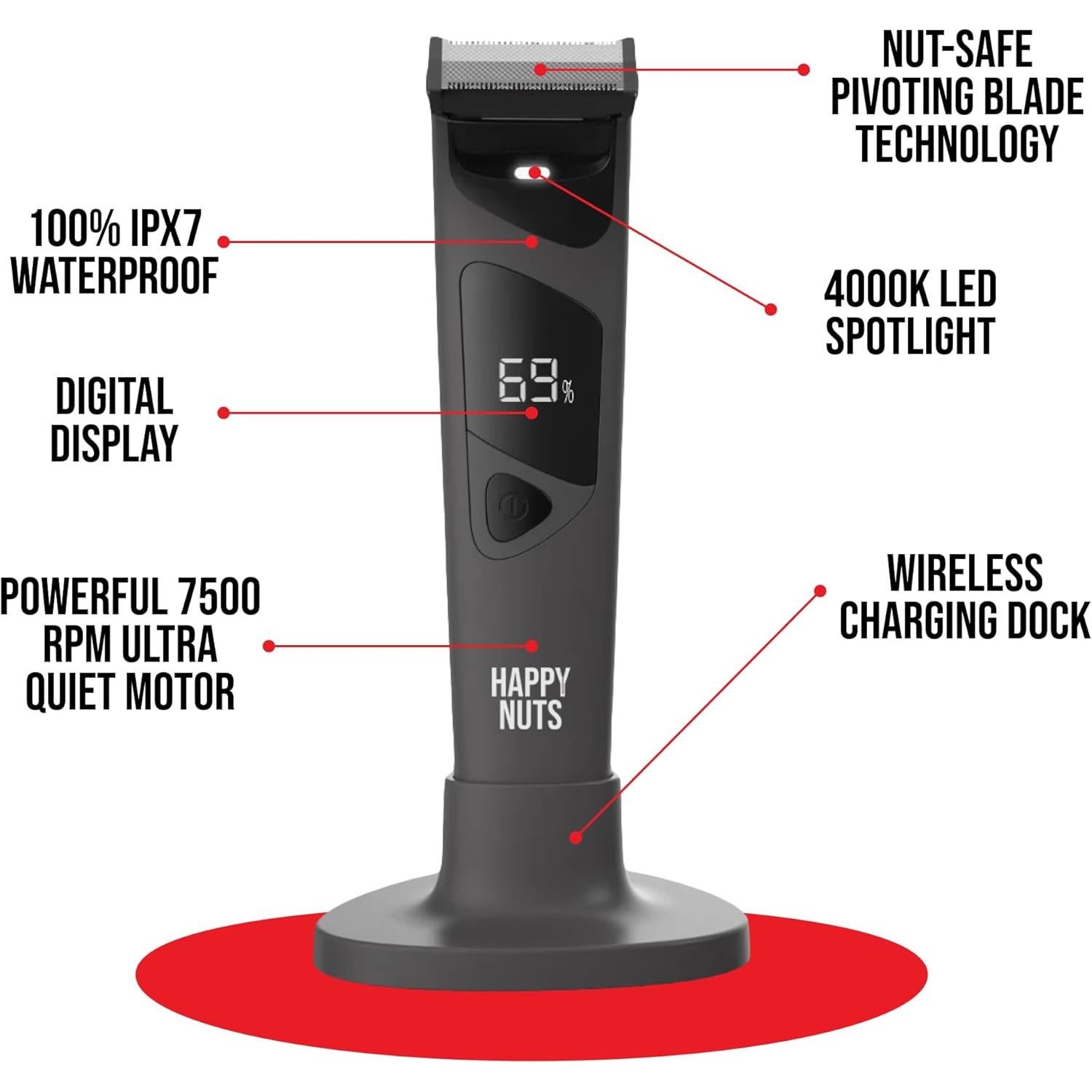 Cortadora Eléctrica Happy Nuts Ballber Pro para Vello Masculino