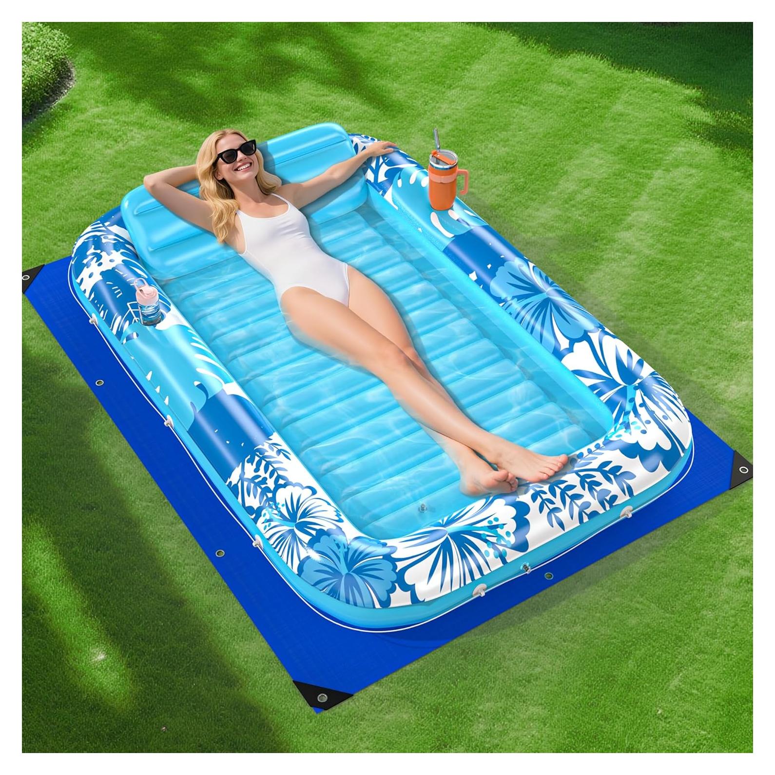 Flotador Inflable Poolacc 70x46 con Lona Protección Azul