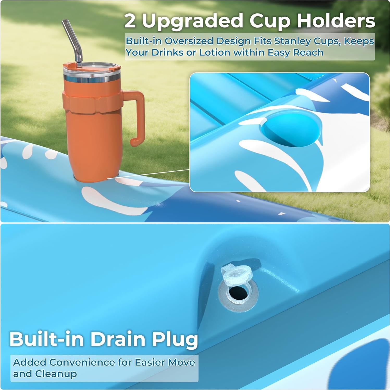 Flotador Inflable Poolacc 70x46 con Lona Protección Azul