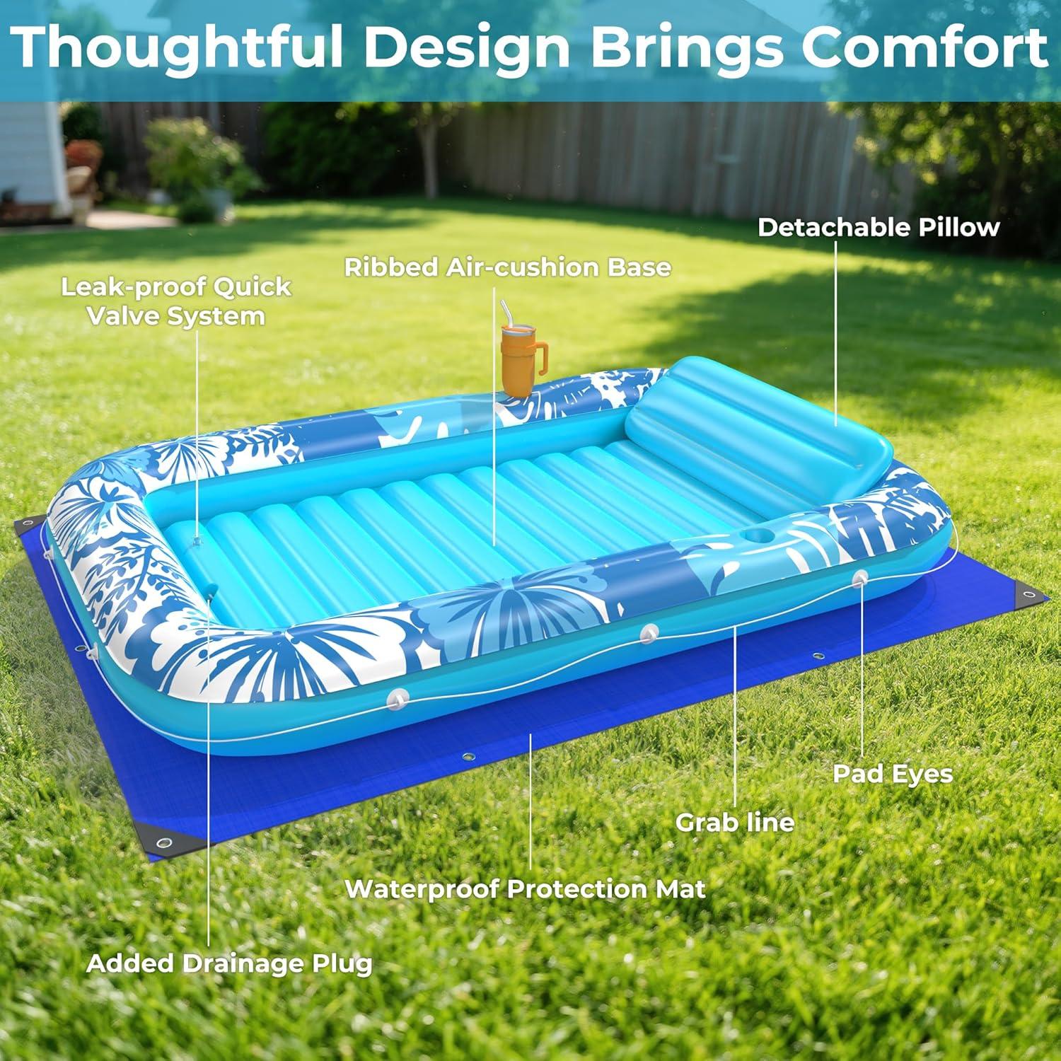 Flotador Inflable Poolacc 70x46 con Lona Protección Azul