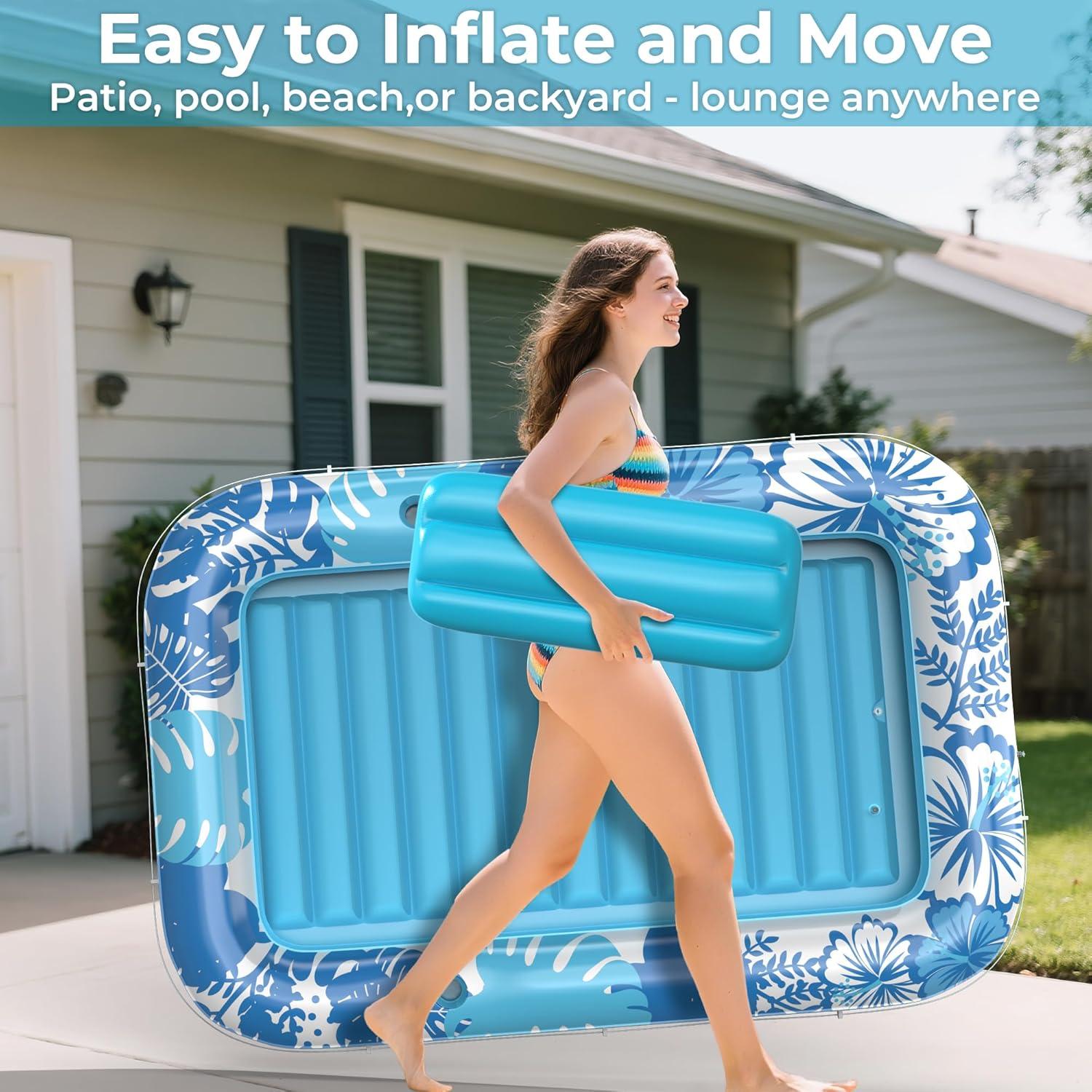 Flotador Inflable Poolacc 70x46 con Lona Protección Azul