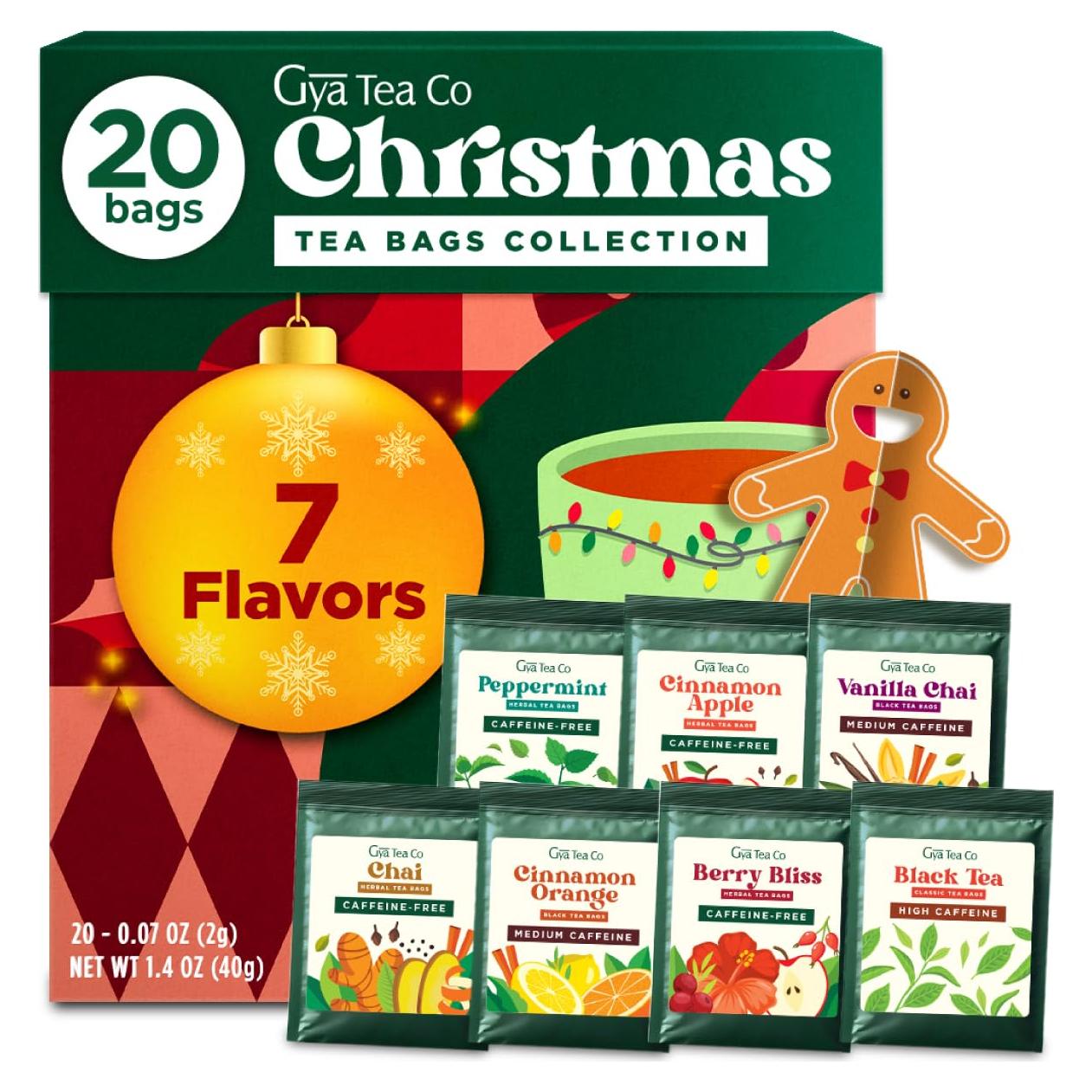 Gya Tea Co Colección de Té de Navidad - 20 Bolsitas Variadas