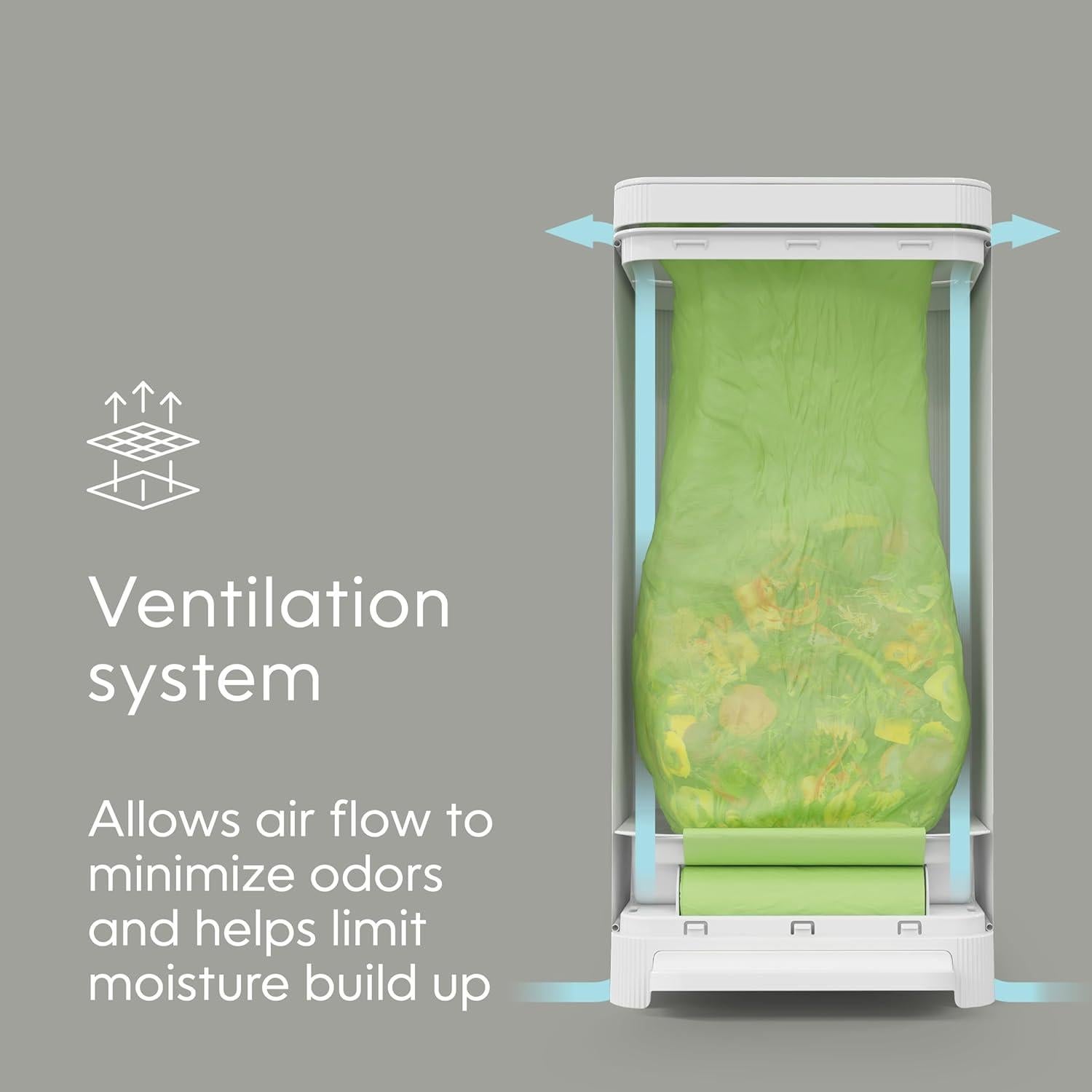 Contenedor de Compostaje Cocina Compost Genie 13.6L Acero Inoxidable Blanco