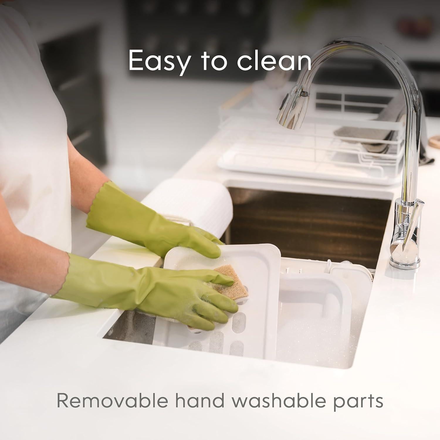 Contenedor de Compostaje Cocina Compost Genie 13.6L Acero Inoxidable Blanco