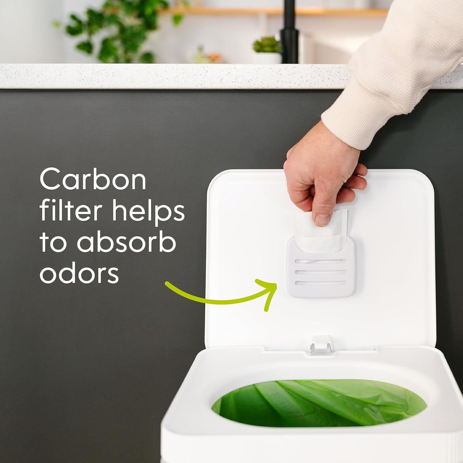 Contenedor de Compostaje Cocina Compost Genie 13.6L Acero Inoxidable Blanco