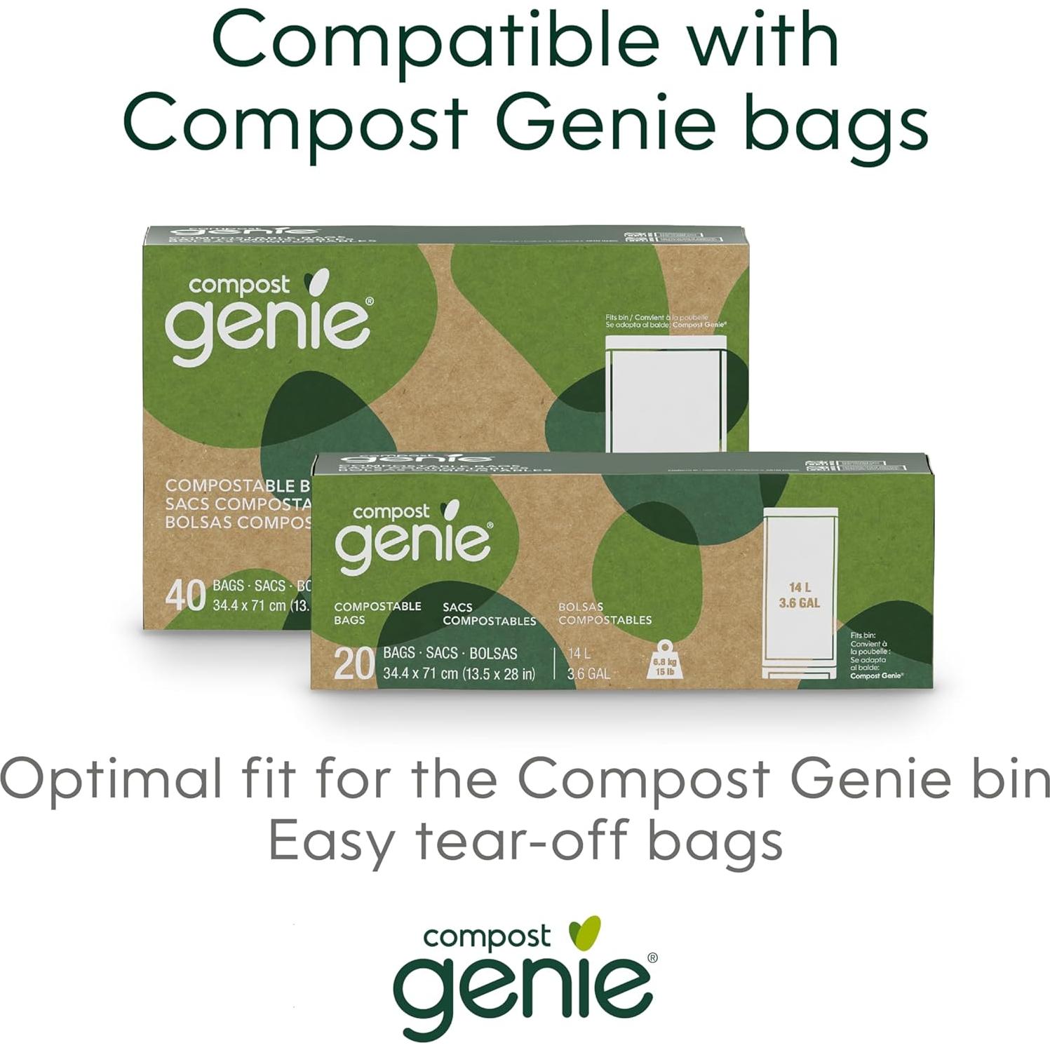 Contenedor de Compostaje Cocina Compost Genie 13.6L Acero Inoxidable Blanco