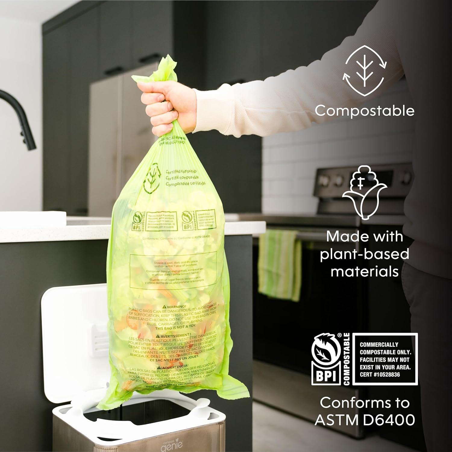 Contenedor de Compostaje Cocina Compost Genie 13.6L Acero Inoxidable Blanco