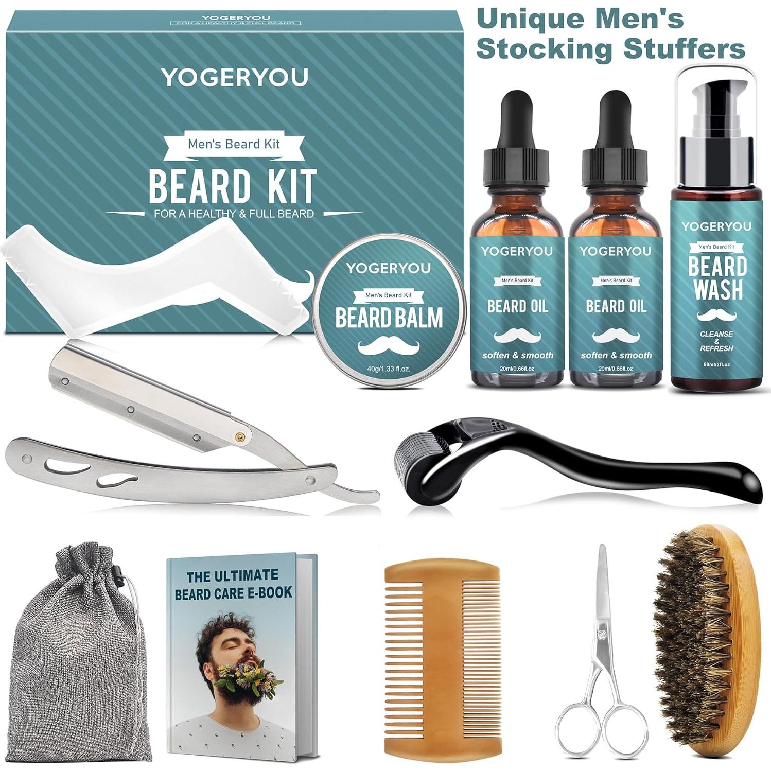Kit de Cuidado de Barba YogerYou con Navaja y Aceites