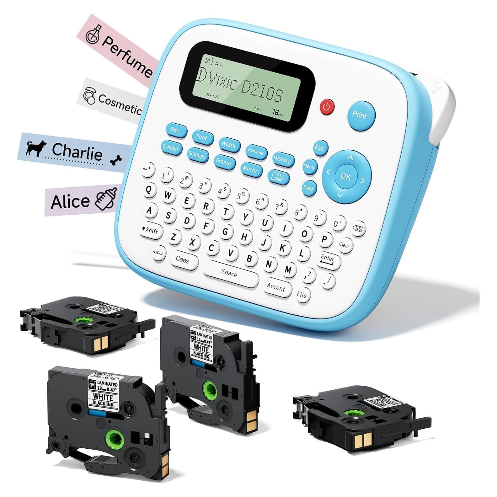 Máquina de Etiquetas Vixic D210S Azul con 4 Cintas 12mm