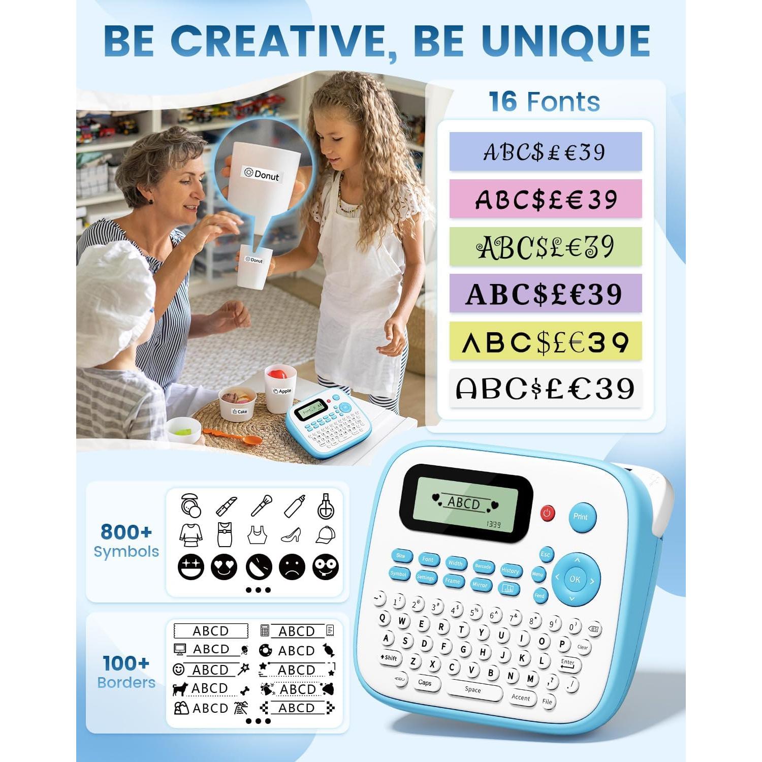 Máquina de Etiquetas Vixic D210S Azul con 4 Cintas 12mm