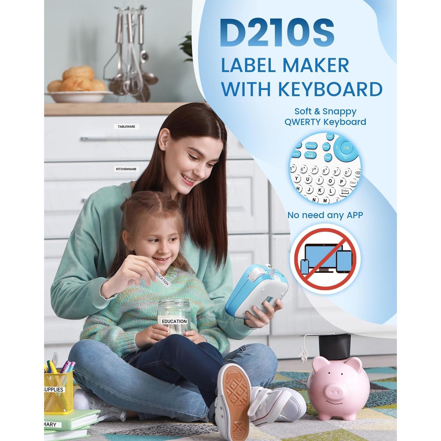 Máquina de Etiquetas Vixic D210S Azul con 4 Cintas 12mm