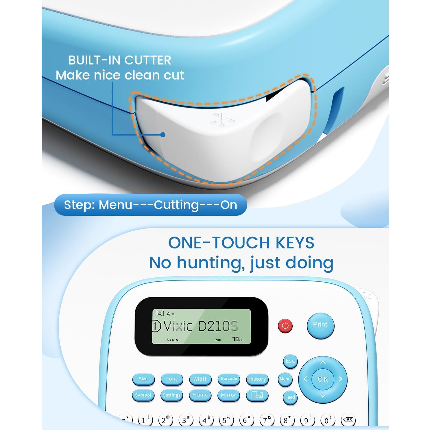 Máquina de Etiquetas Vixic D210S Azul con 4 Cintas 12mm